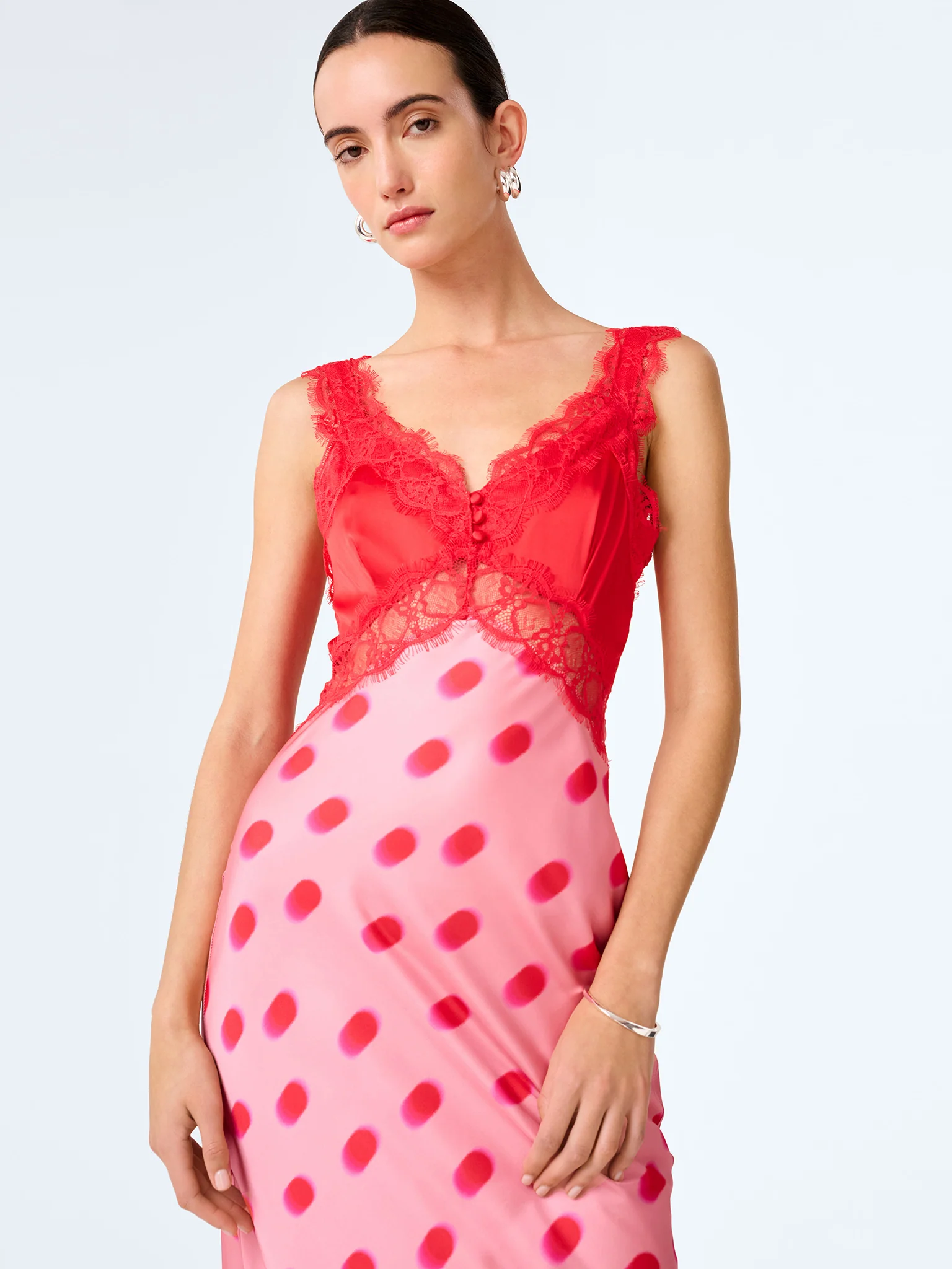 Allie Dress in Pink and Red Large Polka Dot - Image 3