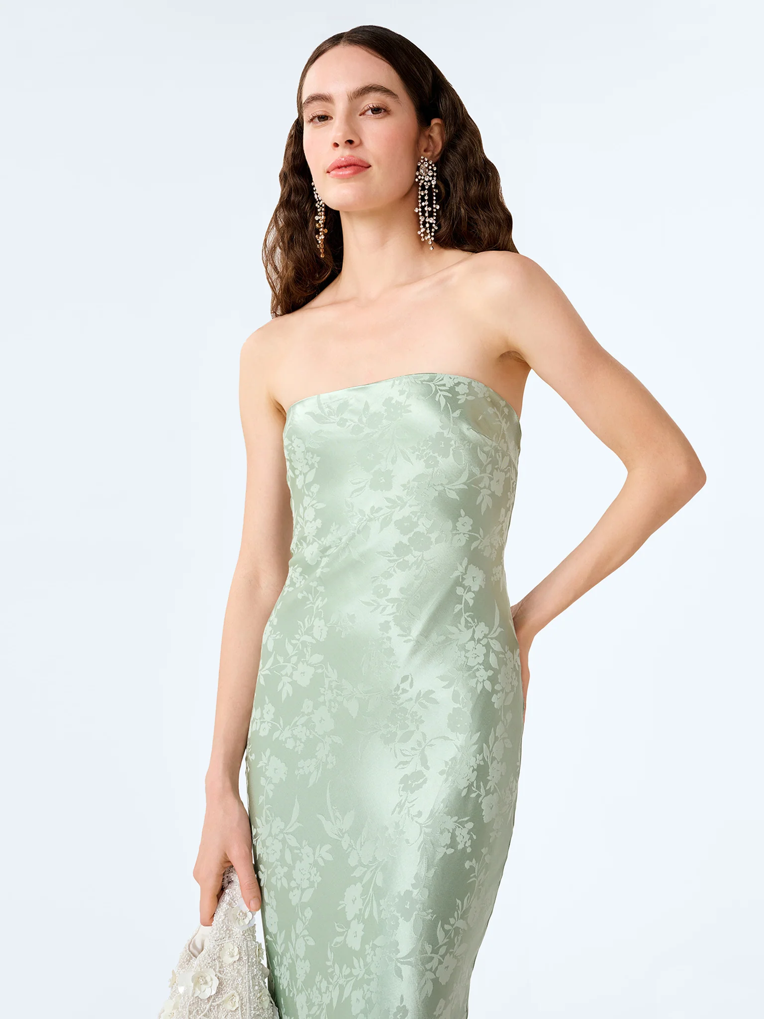 Amdra Jacquard Dress in Sage - Image 5