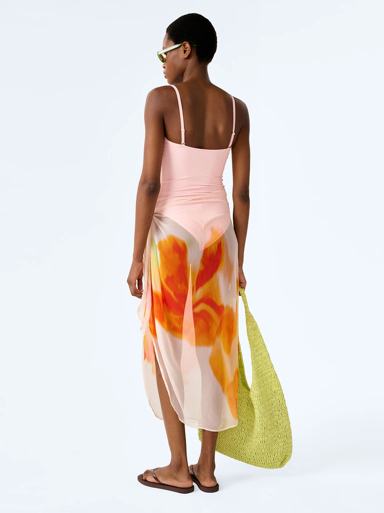 Beliza Sarong in Pink Glitched Floral Placement - Image 3