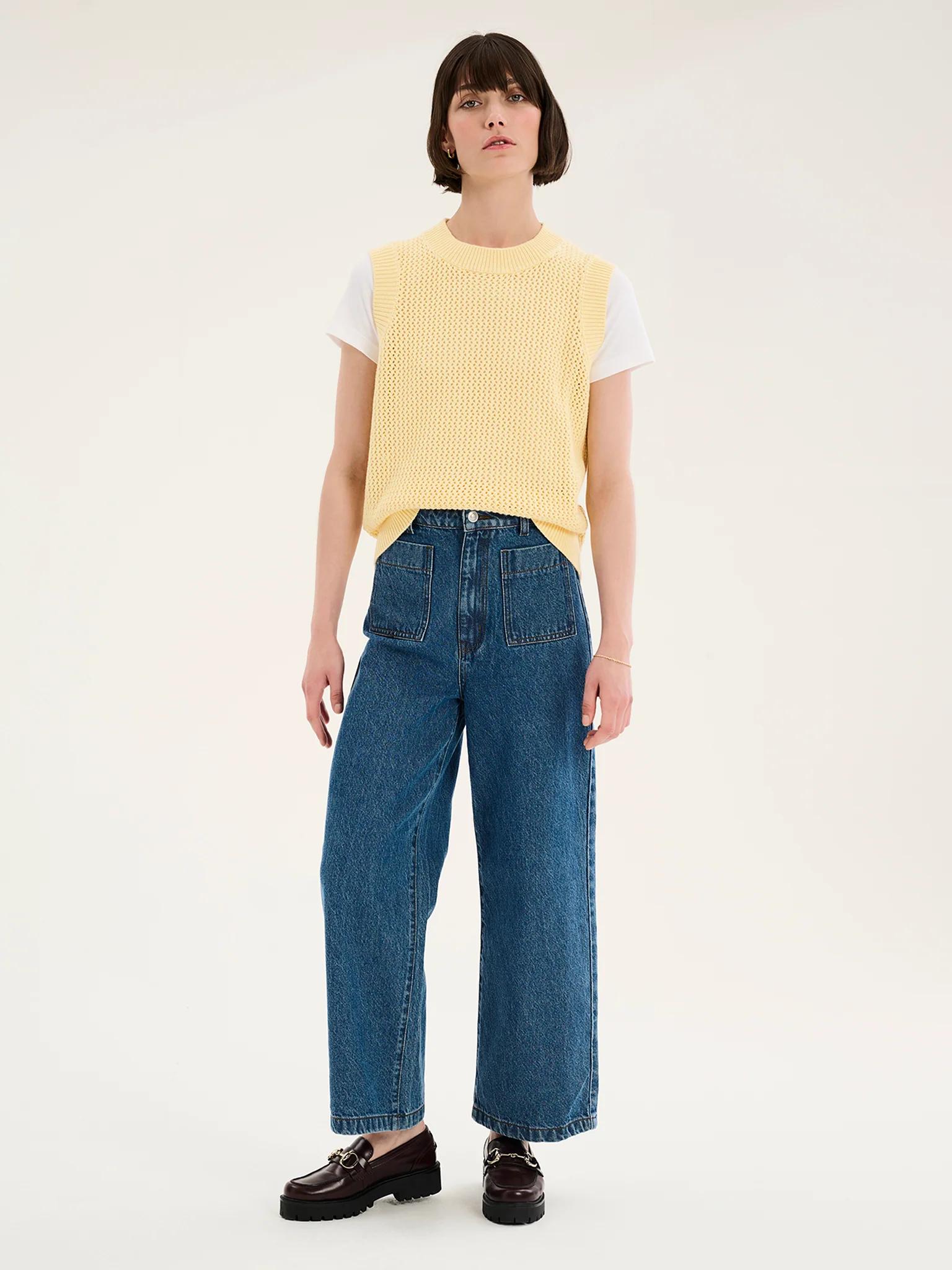 Bobbi Cotton Vest in Lemon