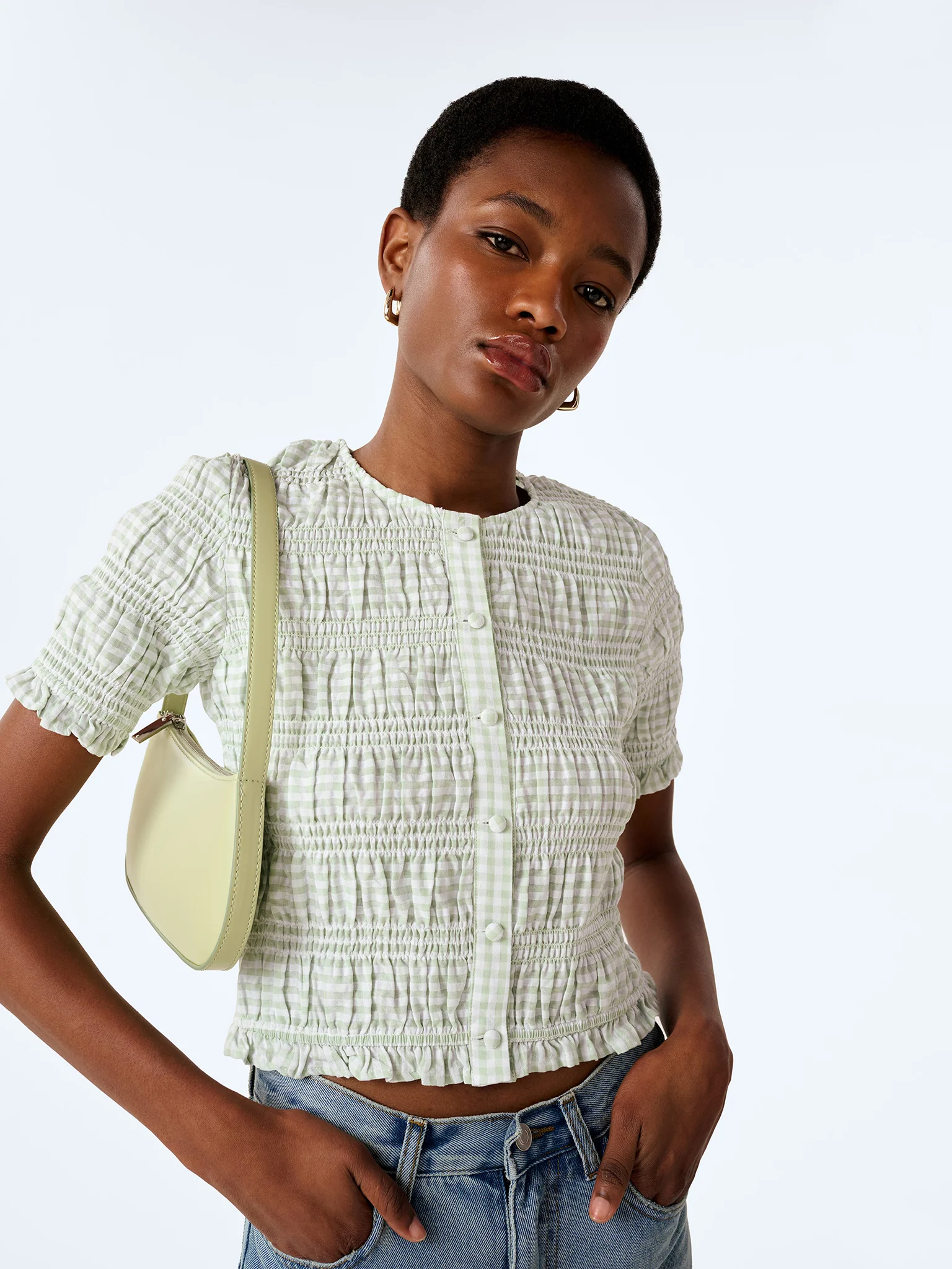 Burke Top in Mint and White Gingham - Image 5