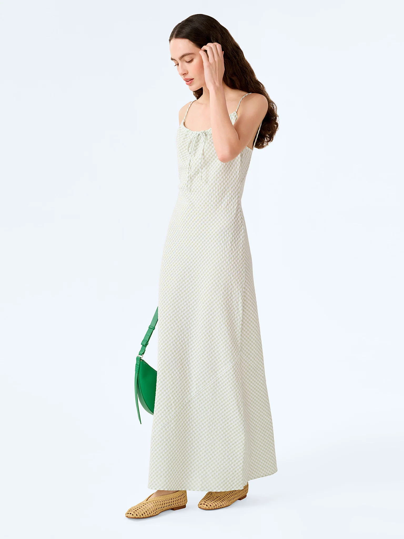 Cecile Dress in Mint and White Gingham - Image 2