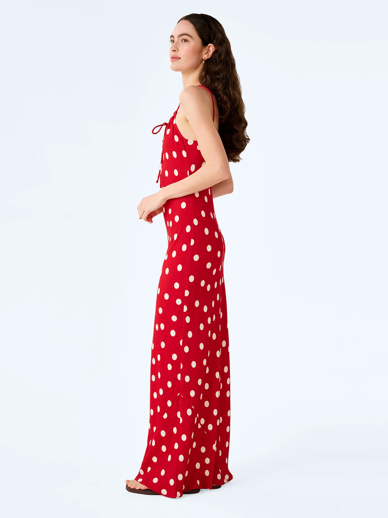 Cecile Dress in Red and Cream Polka Dot - Image 2
