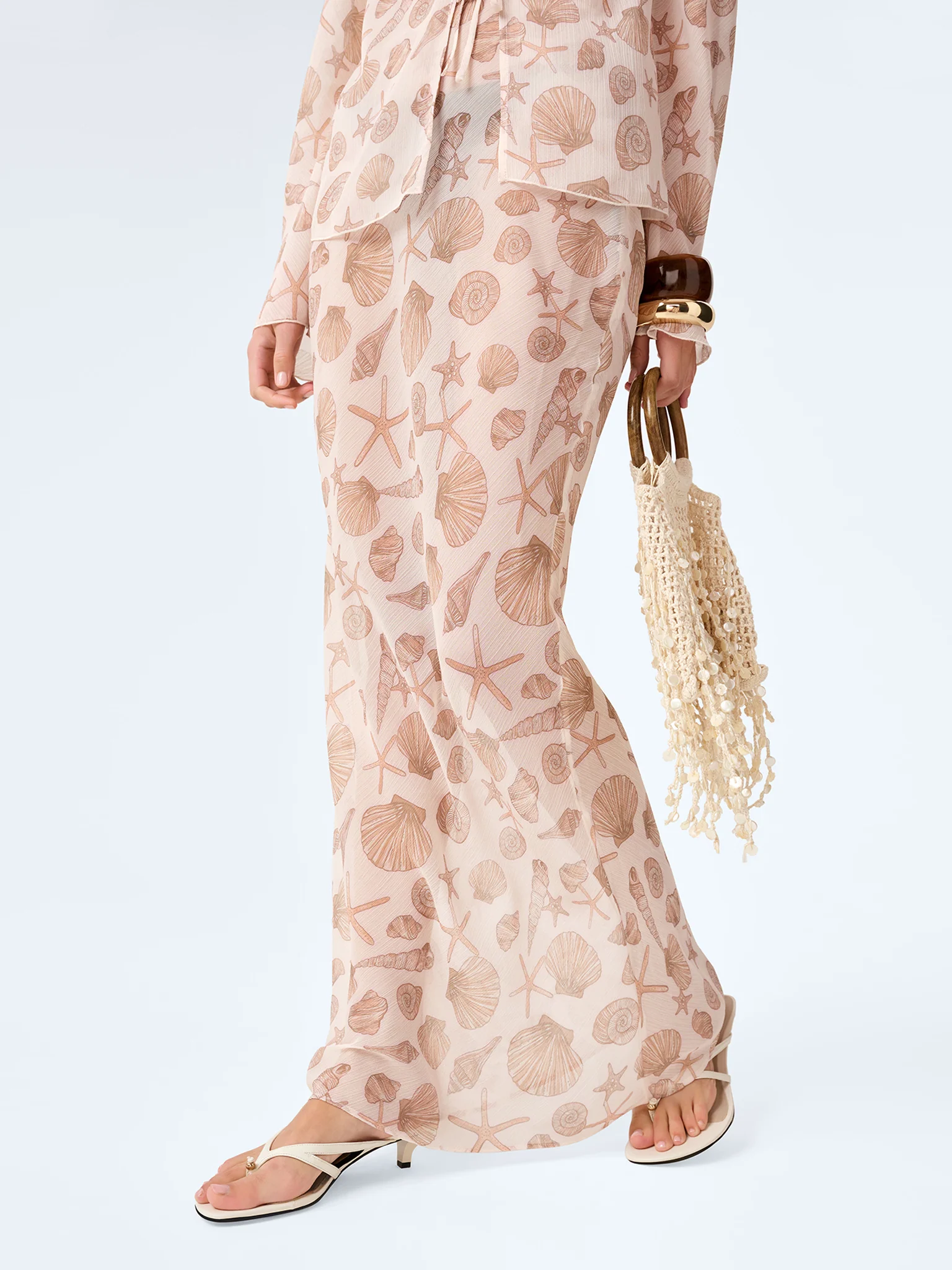 Cierra Skirt in Painterly Shell Print - Image 4