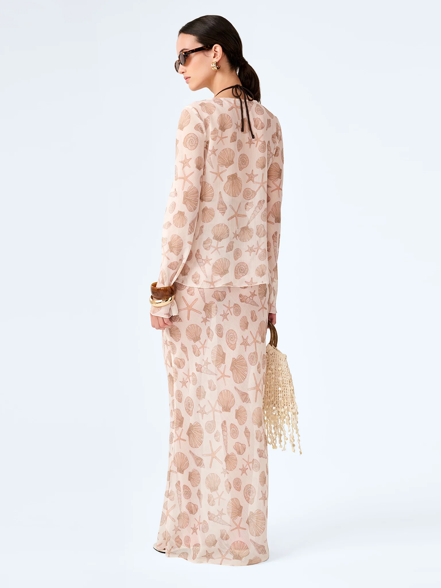 Cierra Skirt in Painterly Shell Print - Image 5