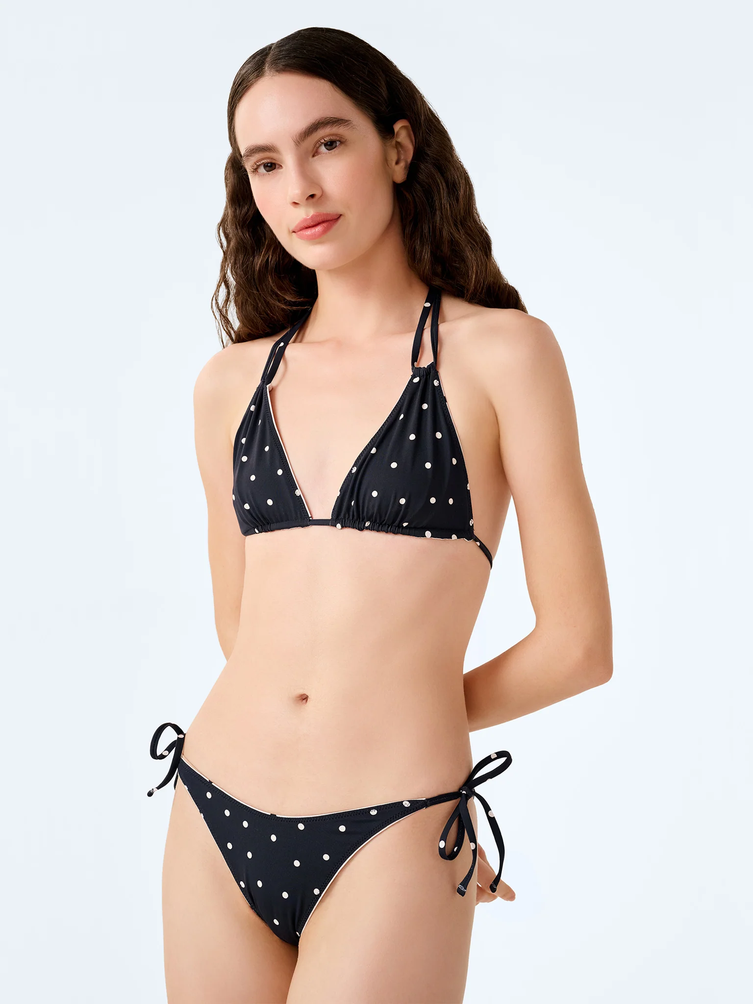 Coral Reversible Bikini Set in White Polka Dot - Image 3