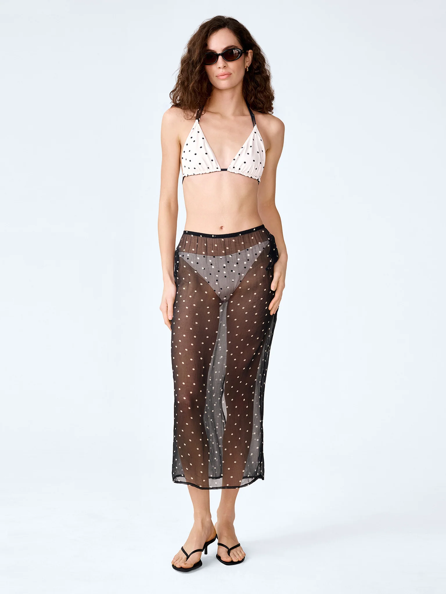 Coral Reversible Bikini Set in White Polka Dot - Image 6