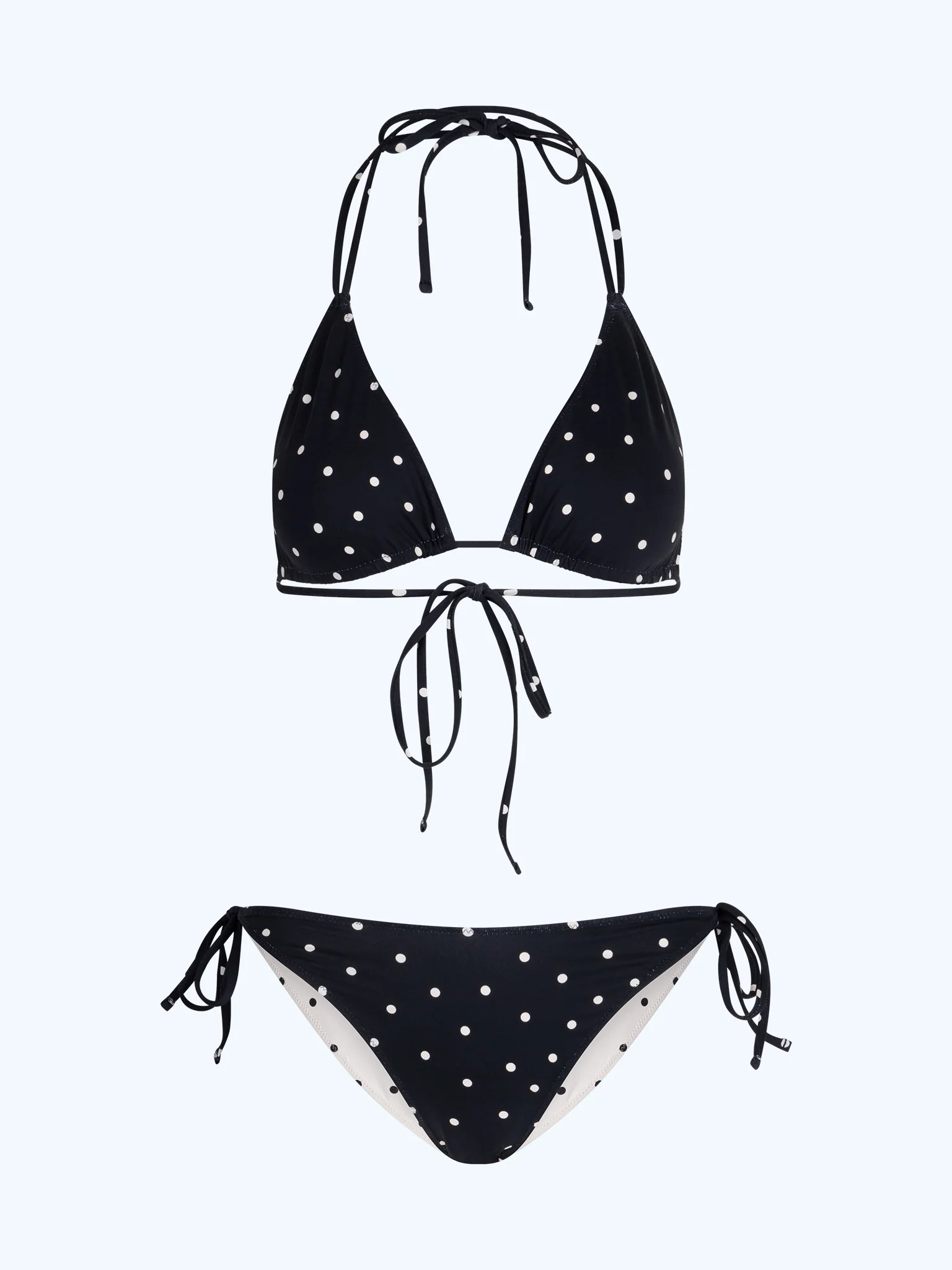 Coral Reversible Bikini Set in White Polka Dot - Image 7