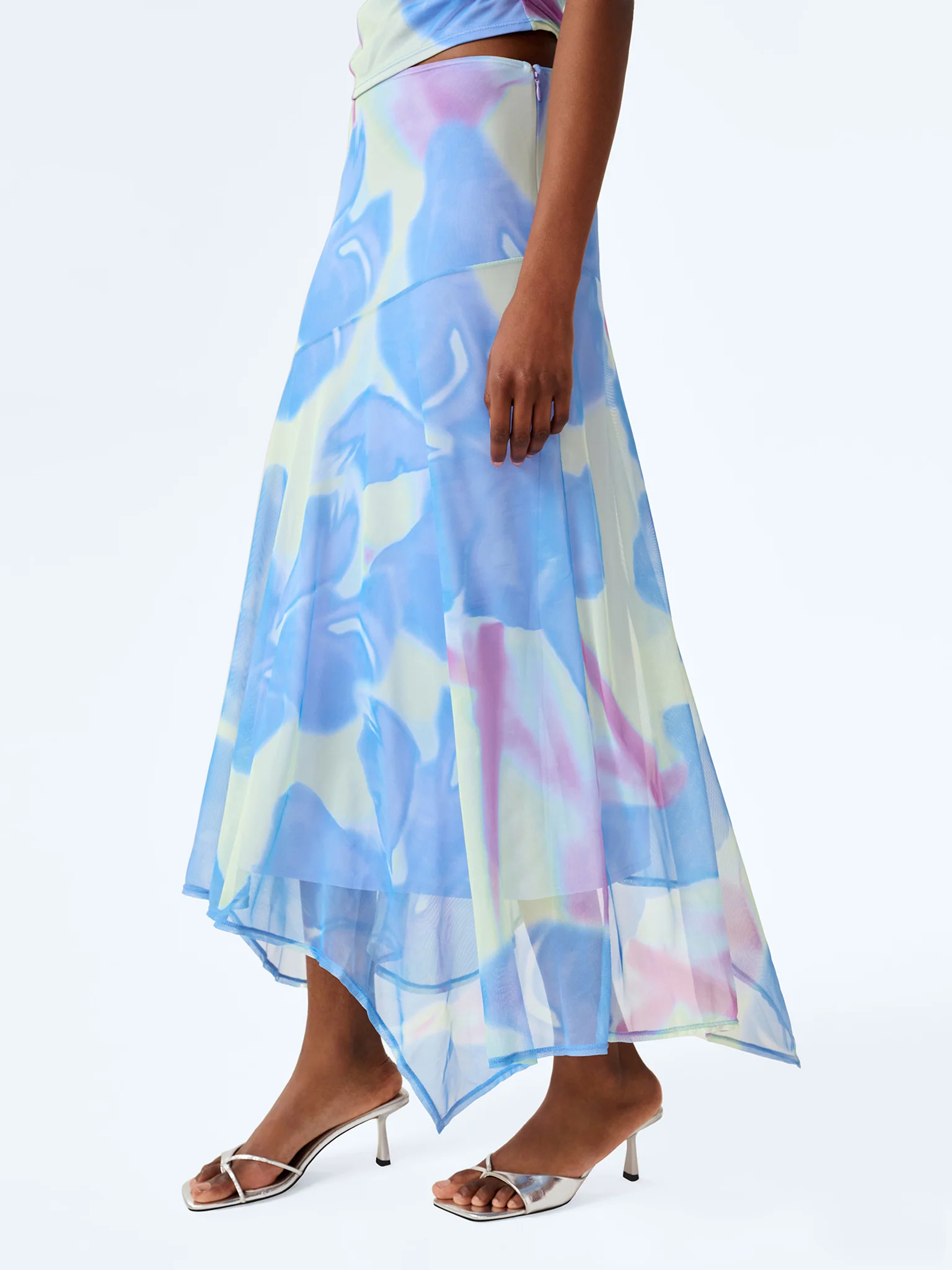 Cruze Skirt in Mint Glitched Floral - Image 4