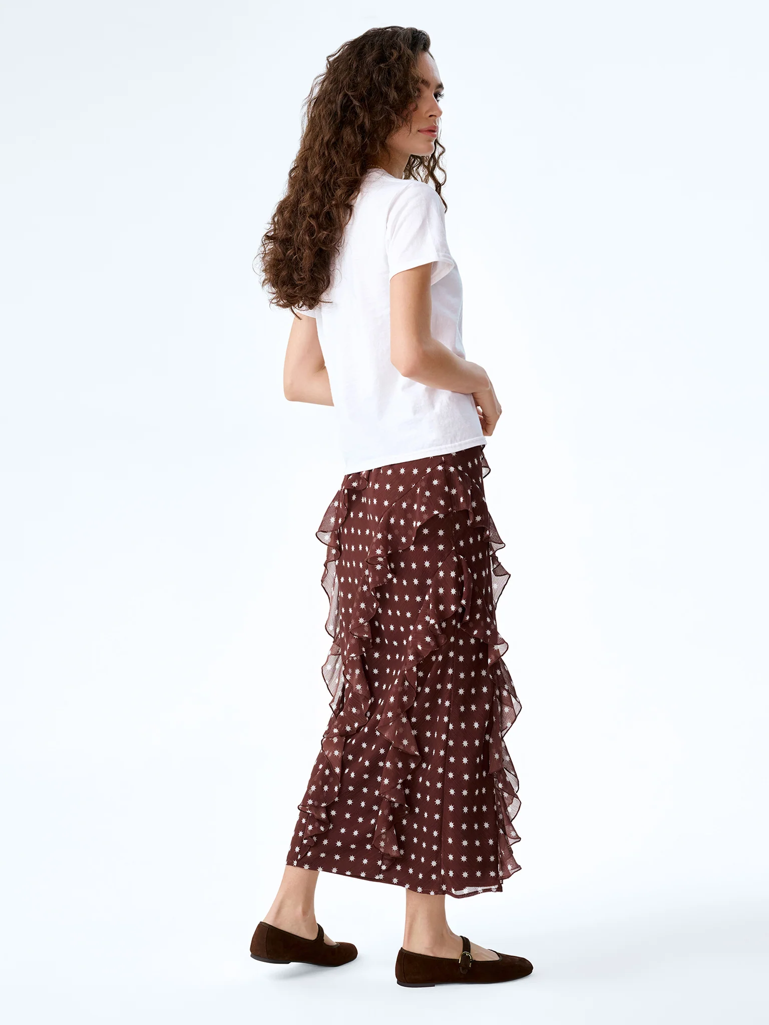 Darline Skirt in Brown Starburst Print - Image 5