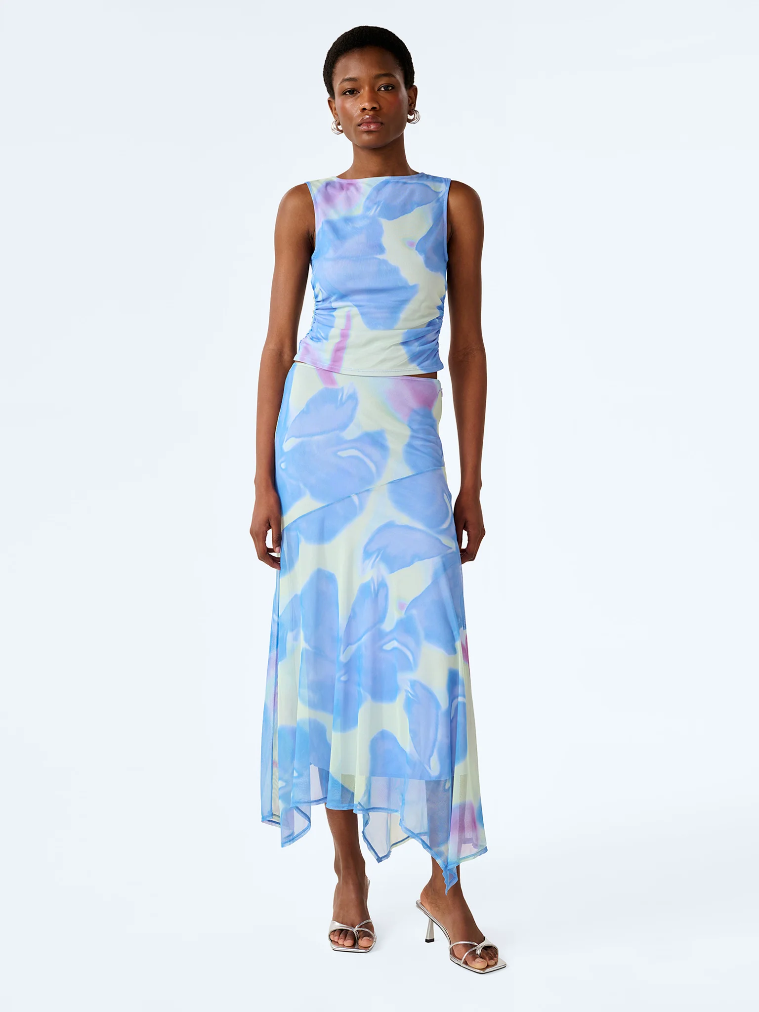 Delia Top in Mint Glitched Floral - Image 3