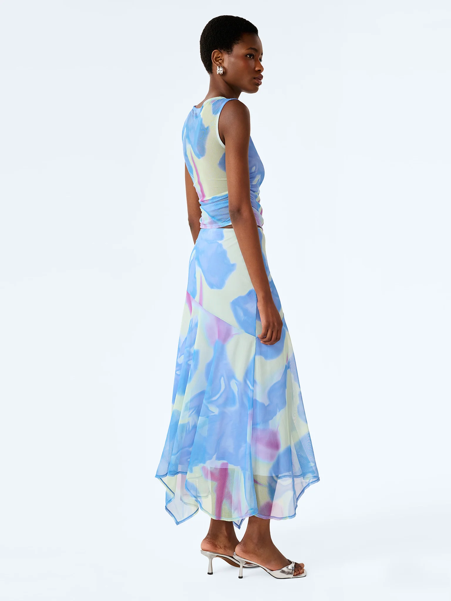 Delia Top in Mint Glitched Floral - Image 4
