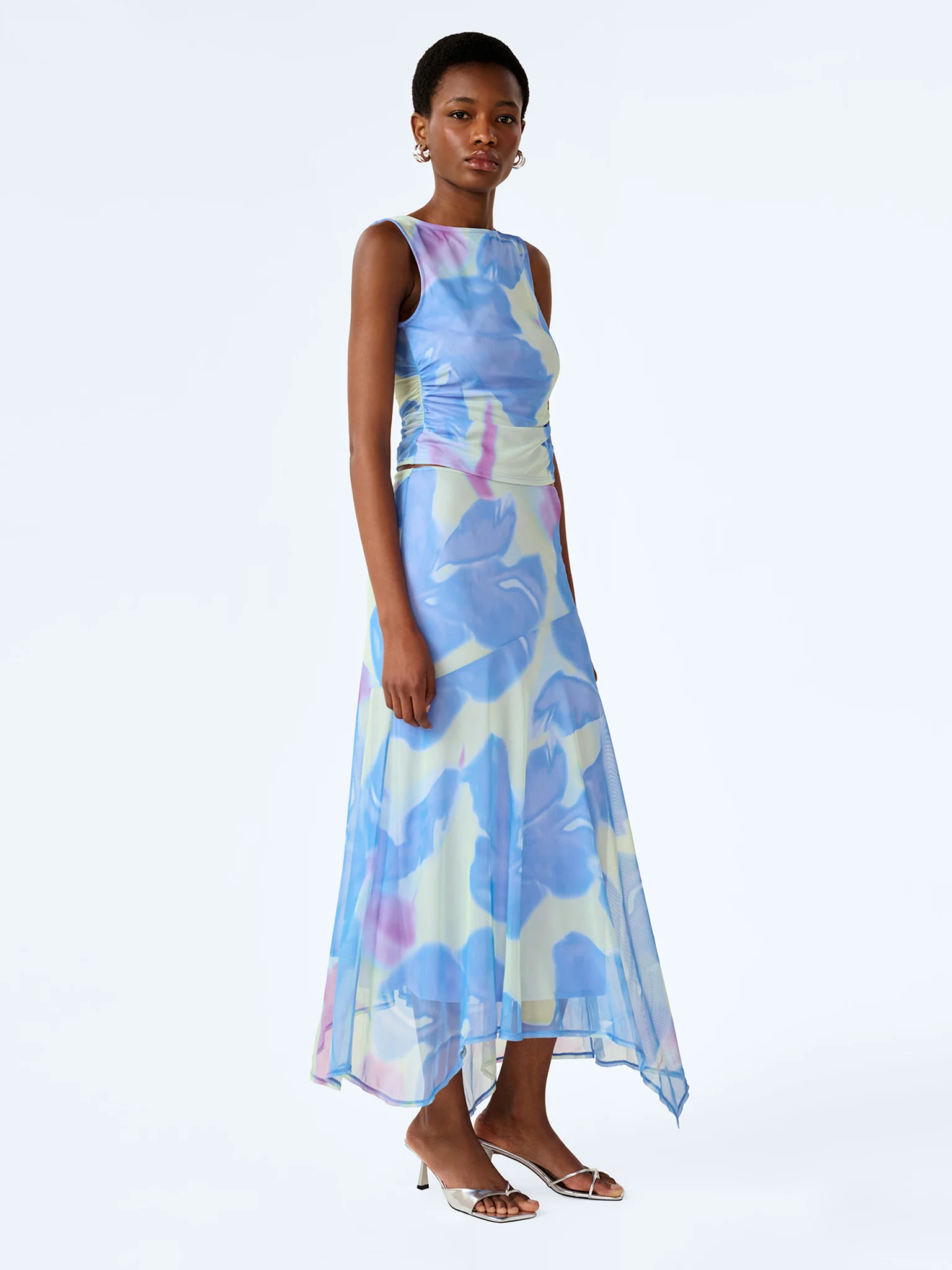 Delia Top in Mint Glitched Floral - Image 5