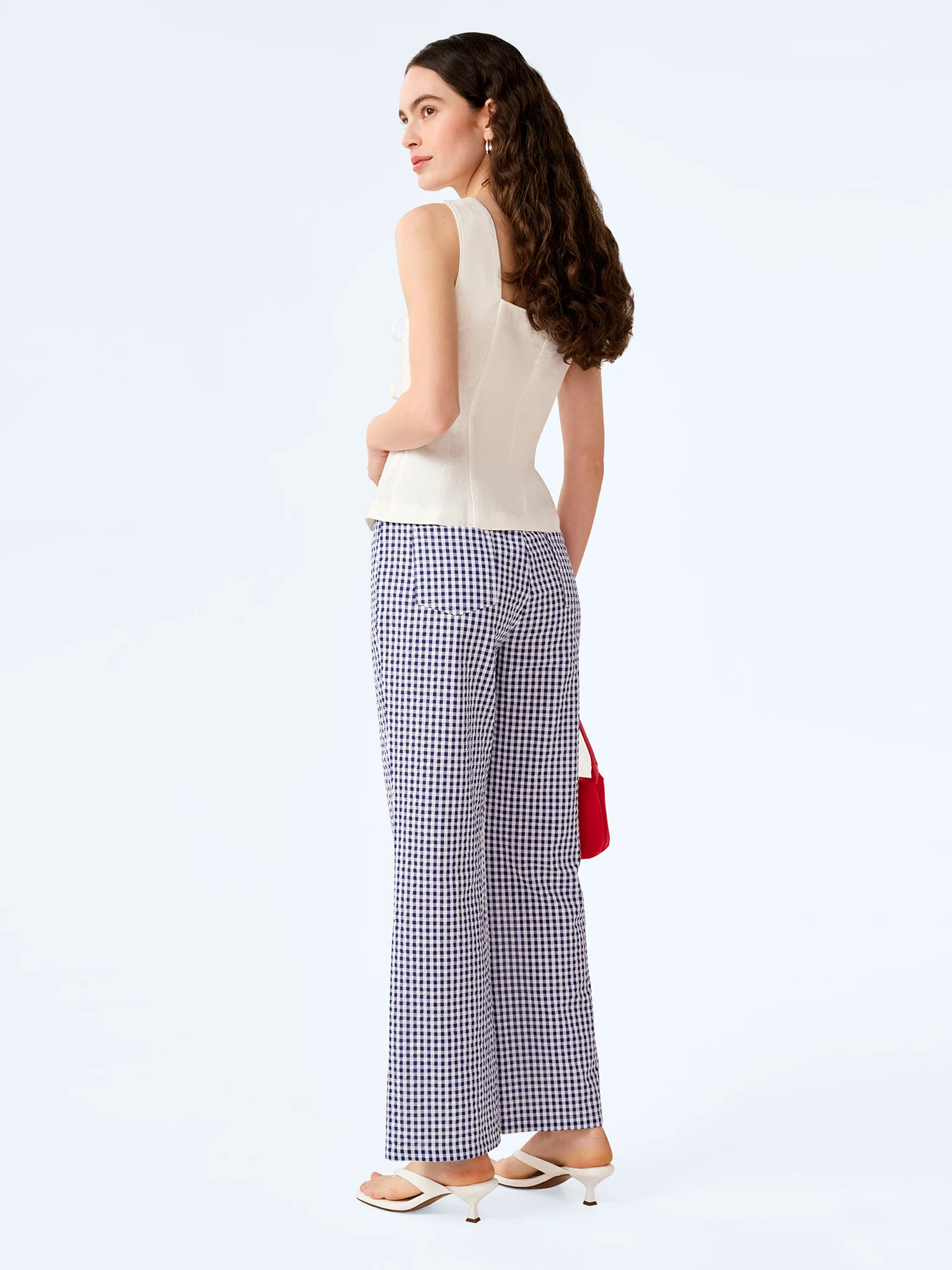 Elodie Trouser in Navy/Cream Gingham - Image 5