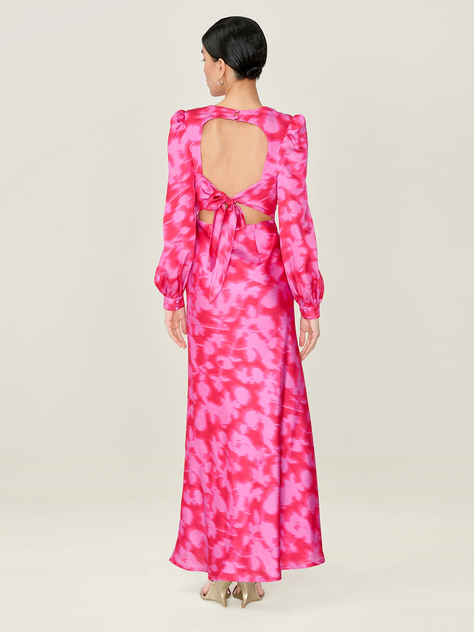 Francoise Dress in Magenta Blurred Floral - Image 3