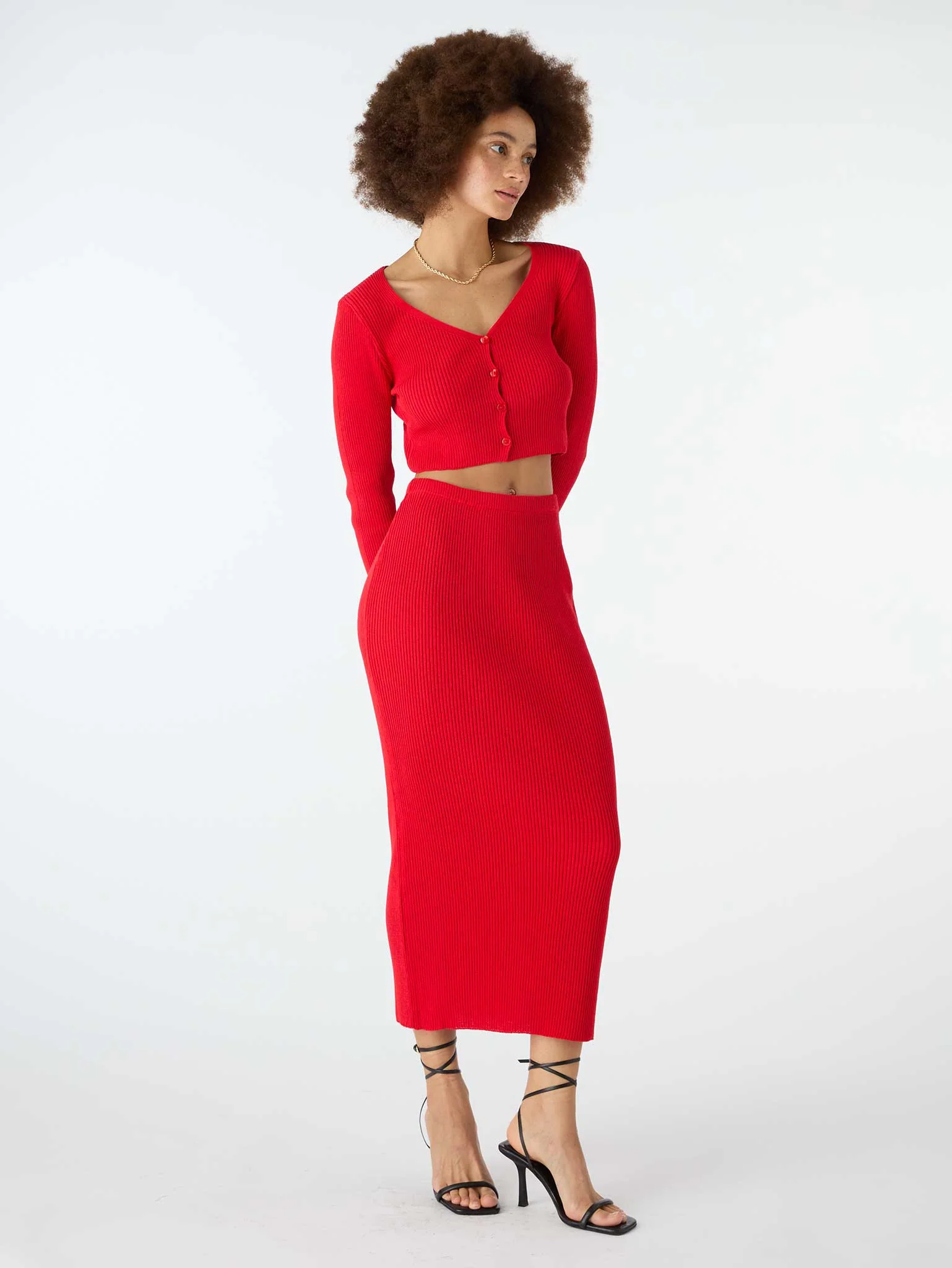 Franklin Midi Skirt in Red - Image 2