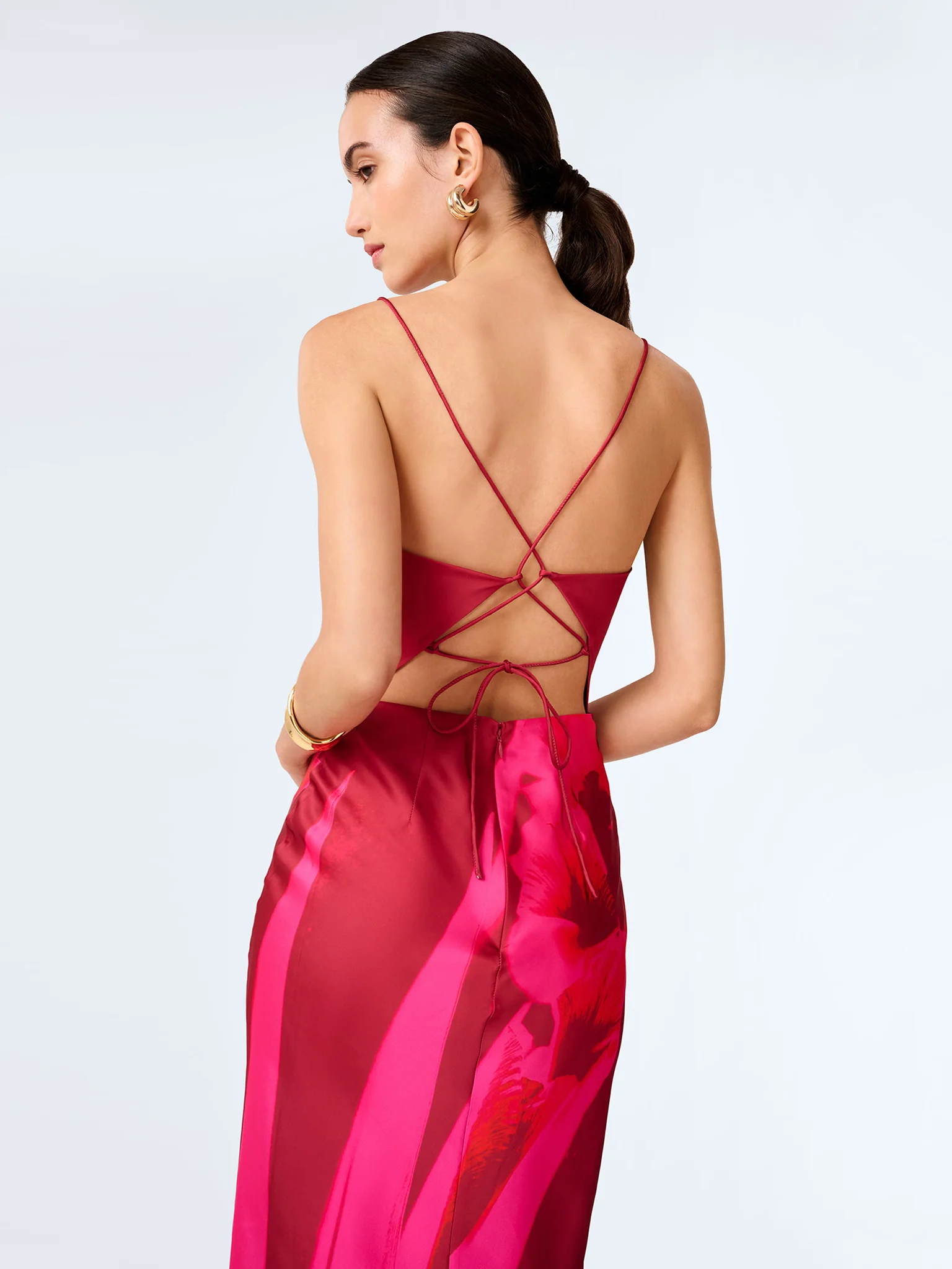 Ginny Dress in Red and Pink Floral Placement - Image 4