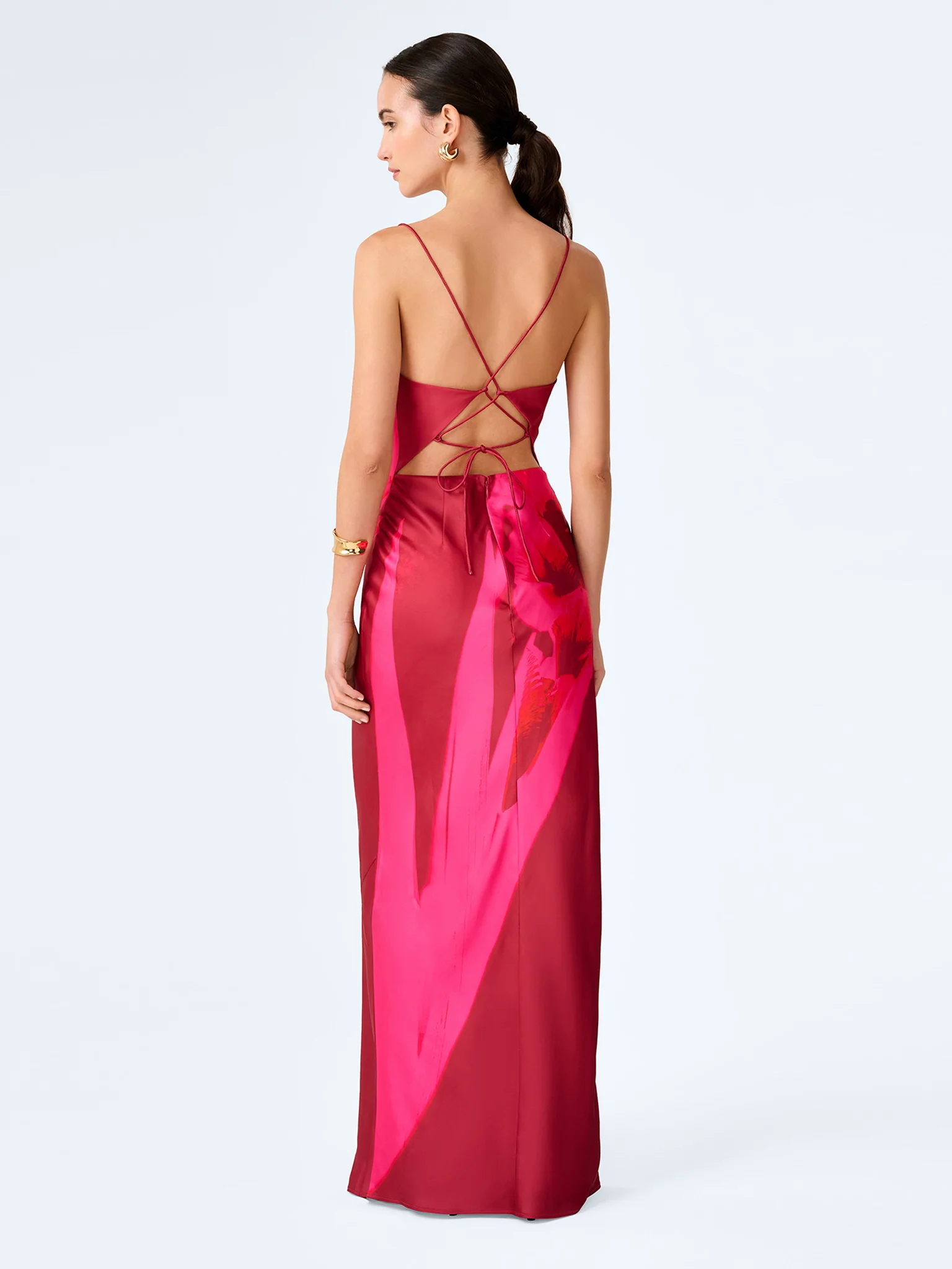 Ginny Dress in Red and Pink Floral Placement - Image 5