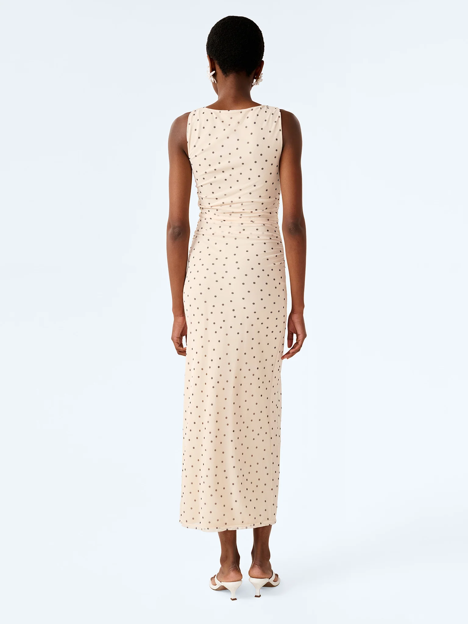 Hollis Sleeveless Dress in White Polka Dot - Image 2