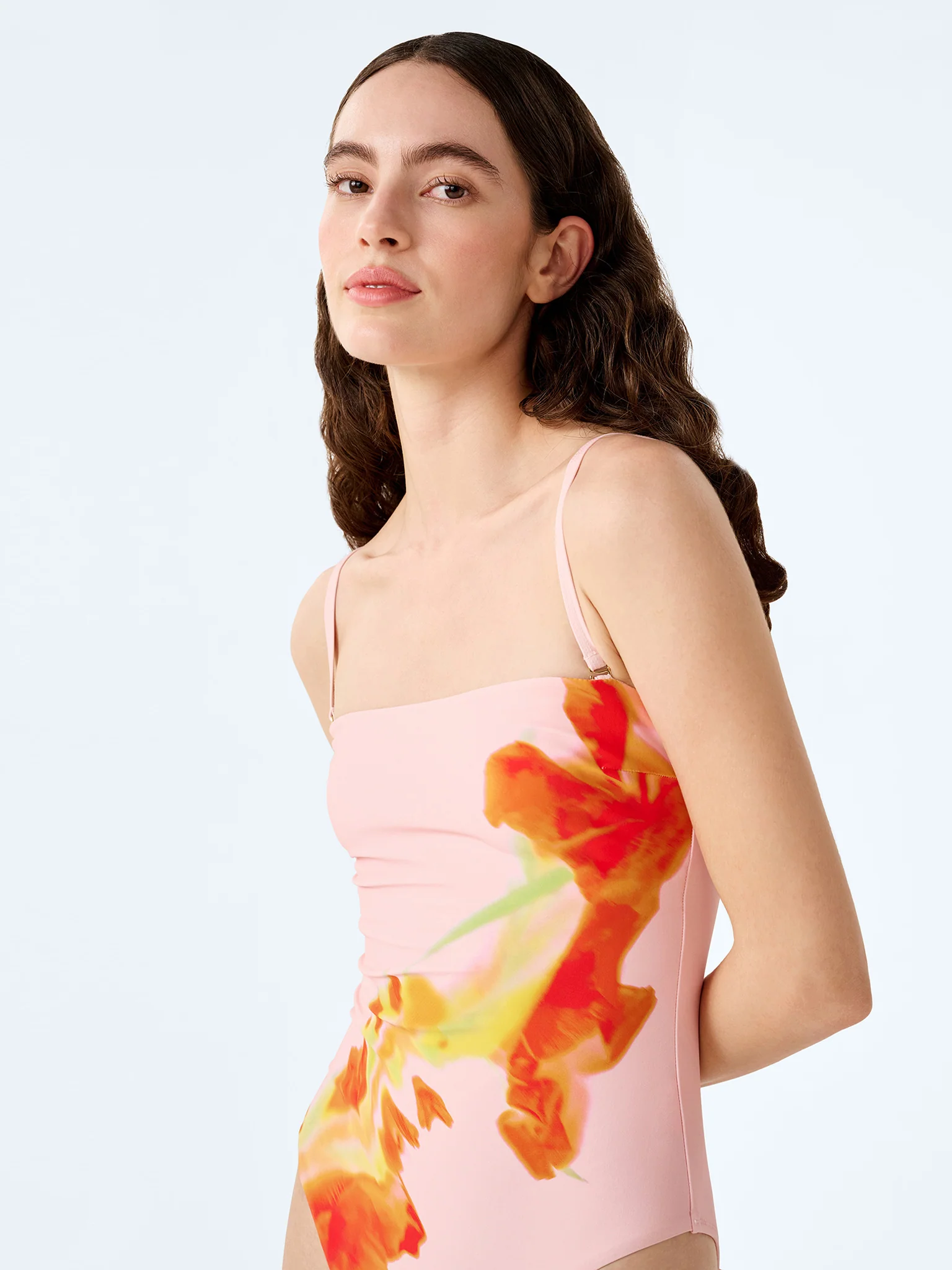 Ibiza Swimsuit in Pink Glitched Floral Placement - Image 3