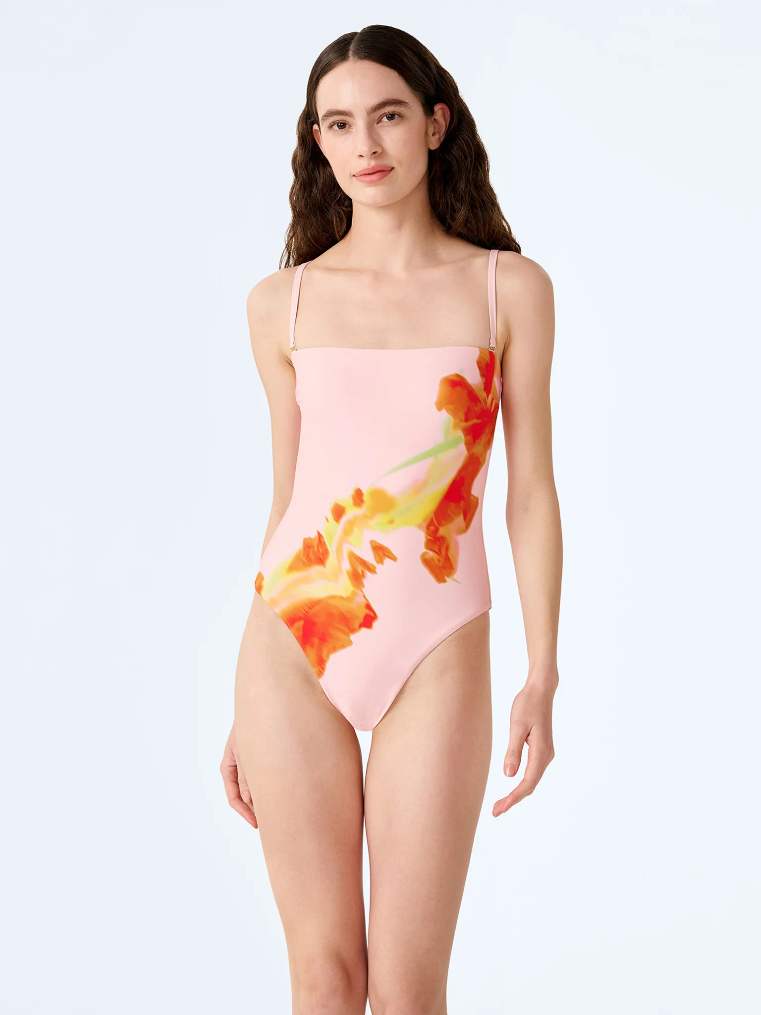 Ibiza Swimsuit in Pink Glitched Floral Placement - Image 4