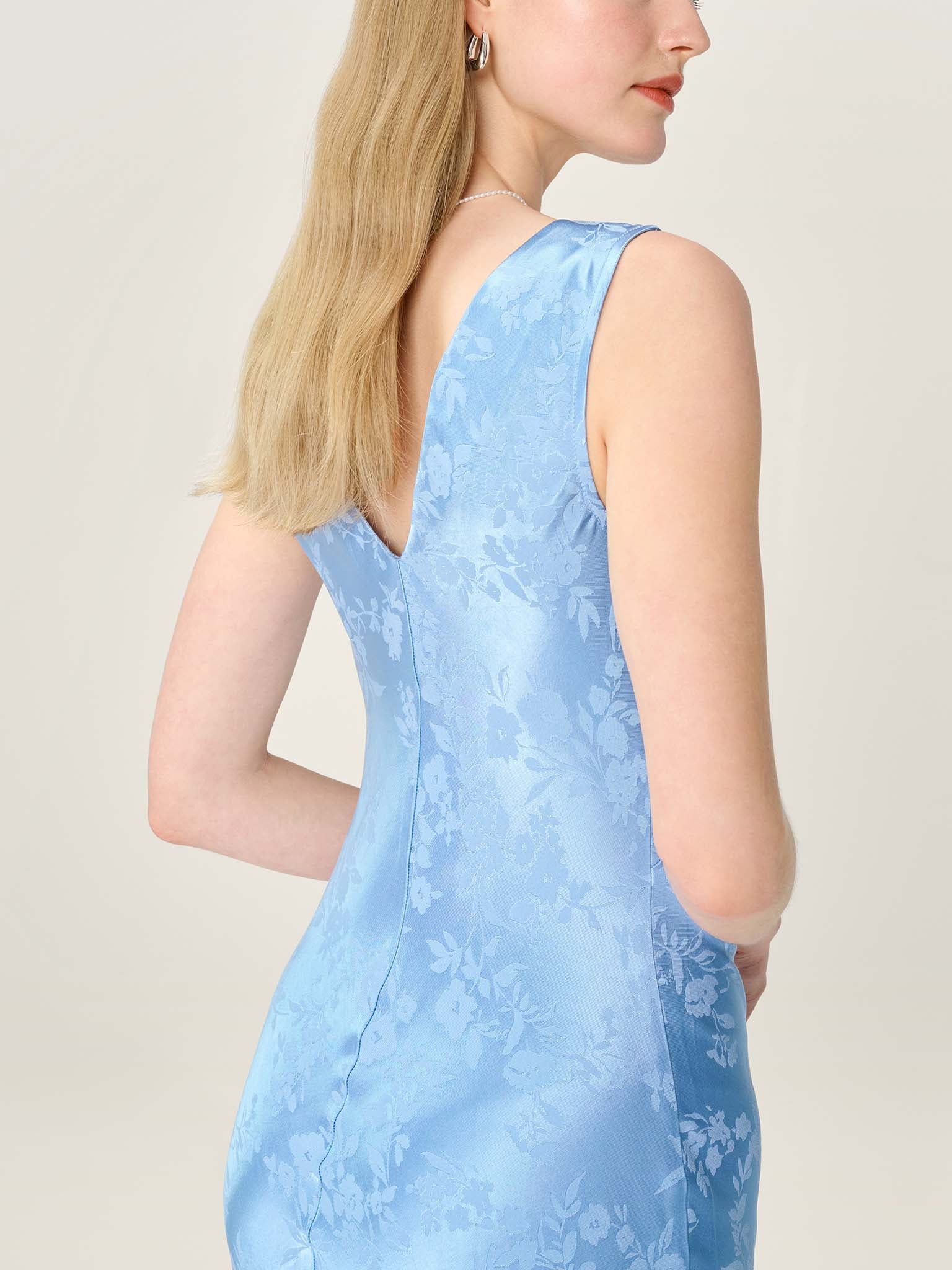 Iris Jacquard Dress in Vista Blue - Image 3