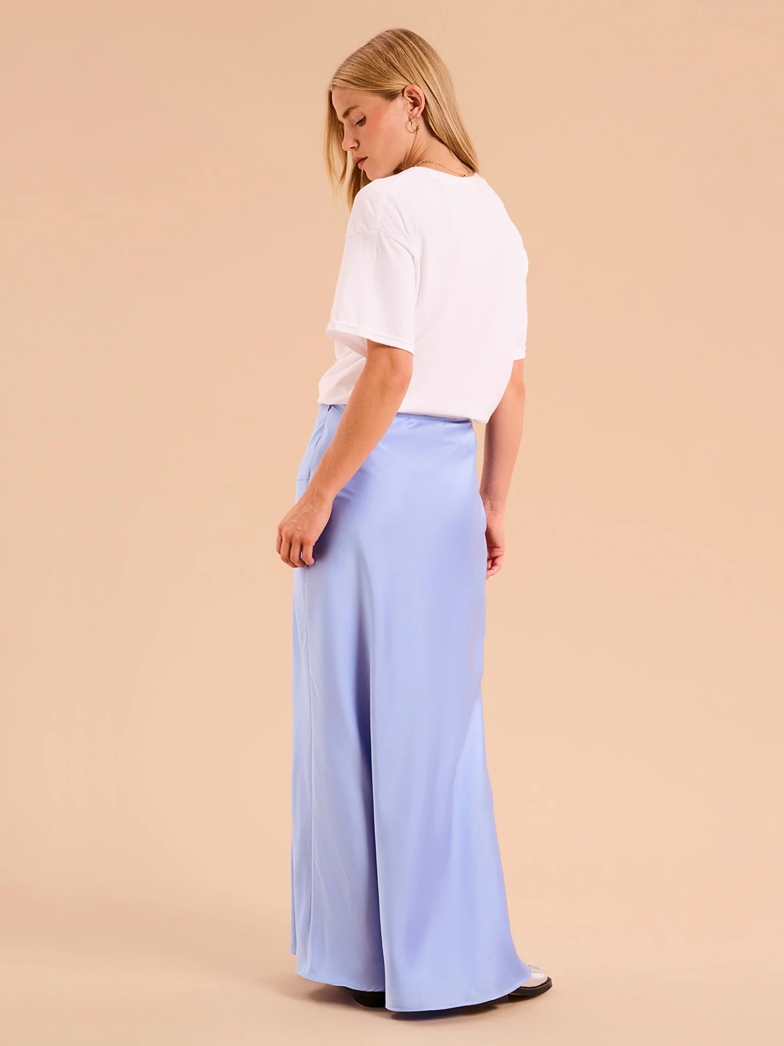 Jackie Asymmetric Midi Skirt in Blue - Image 5