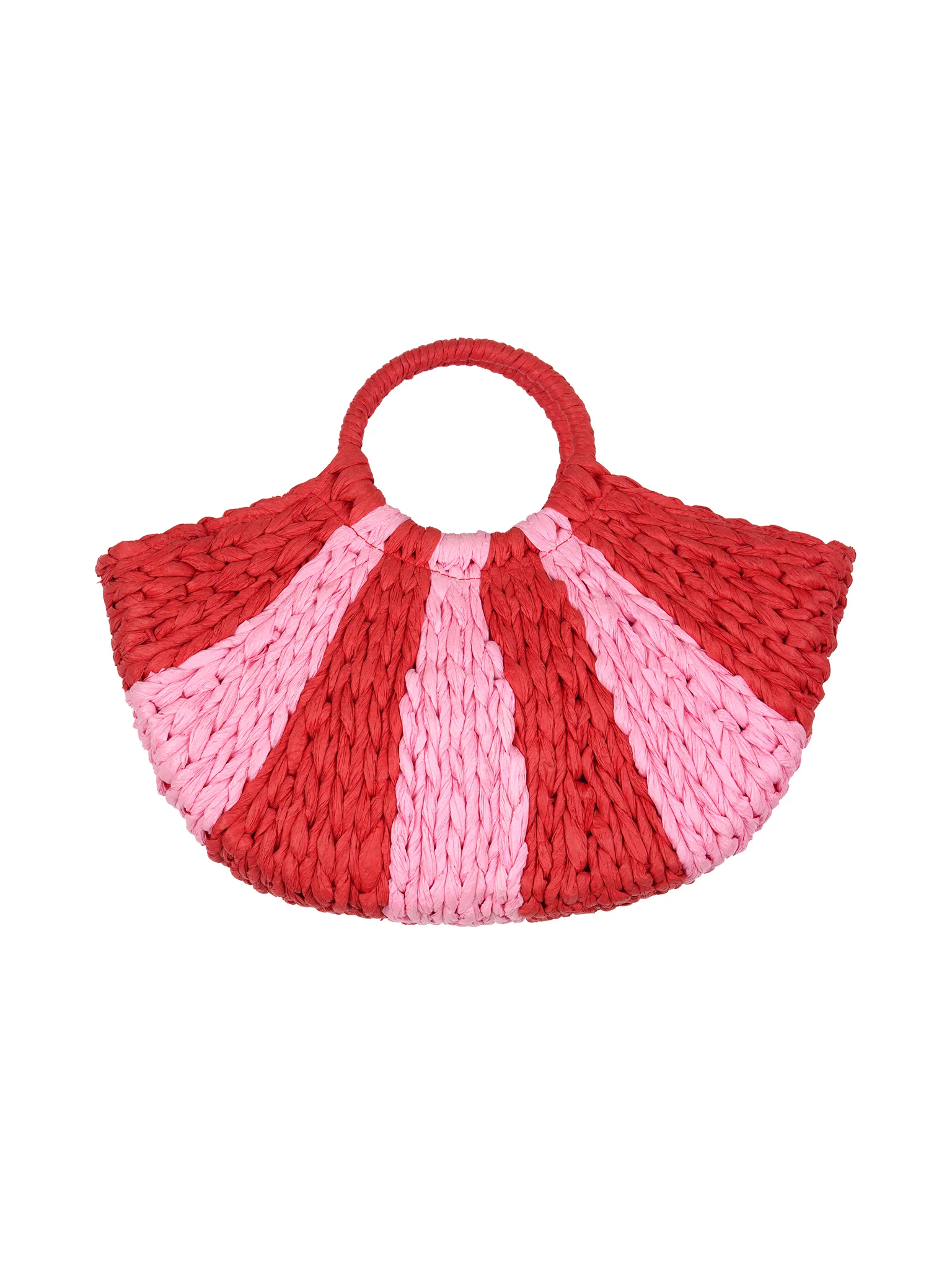 Lottie Stripe Paper Straw Bag in Red - Image 2
