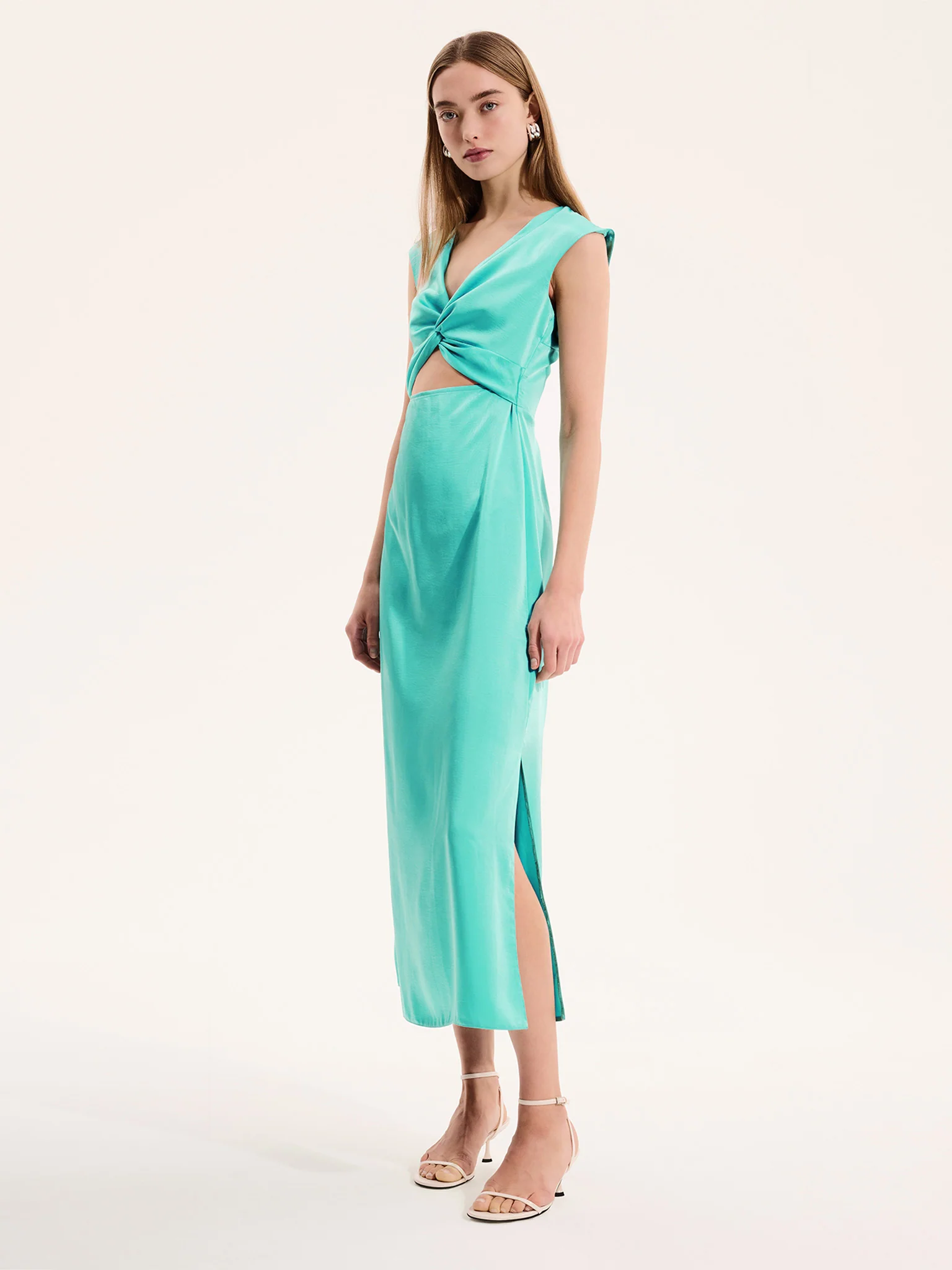 Marin Twist Dress in Turquoise - Image 2