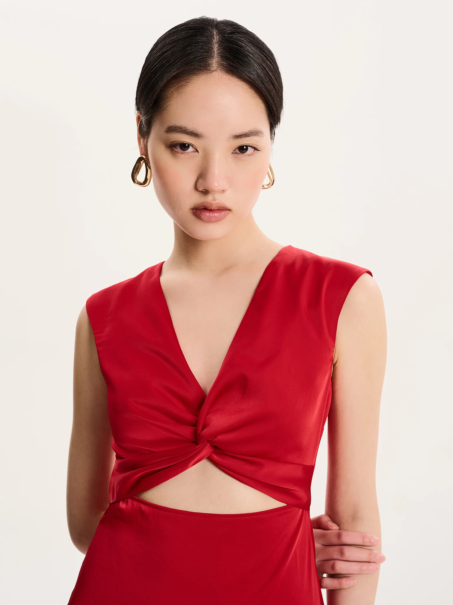 Marin Twist Satin Dress in Barbados Cherry - Image 3