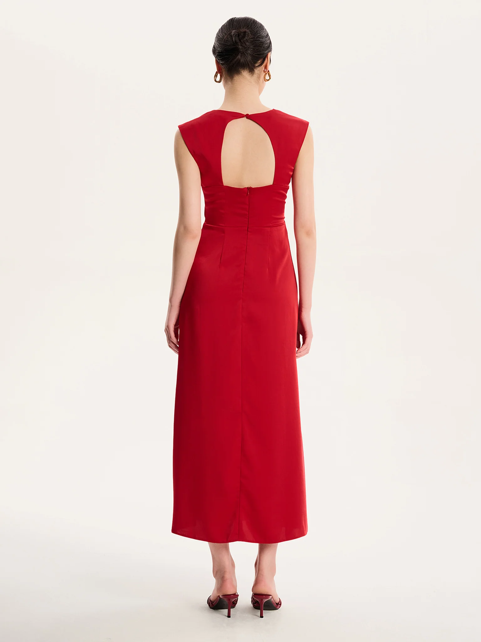 Marin Twist Satin Dress in Barbados Cherry - Image 5