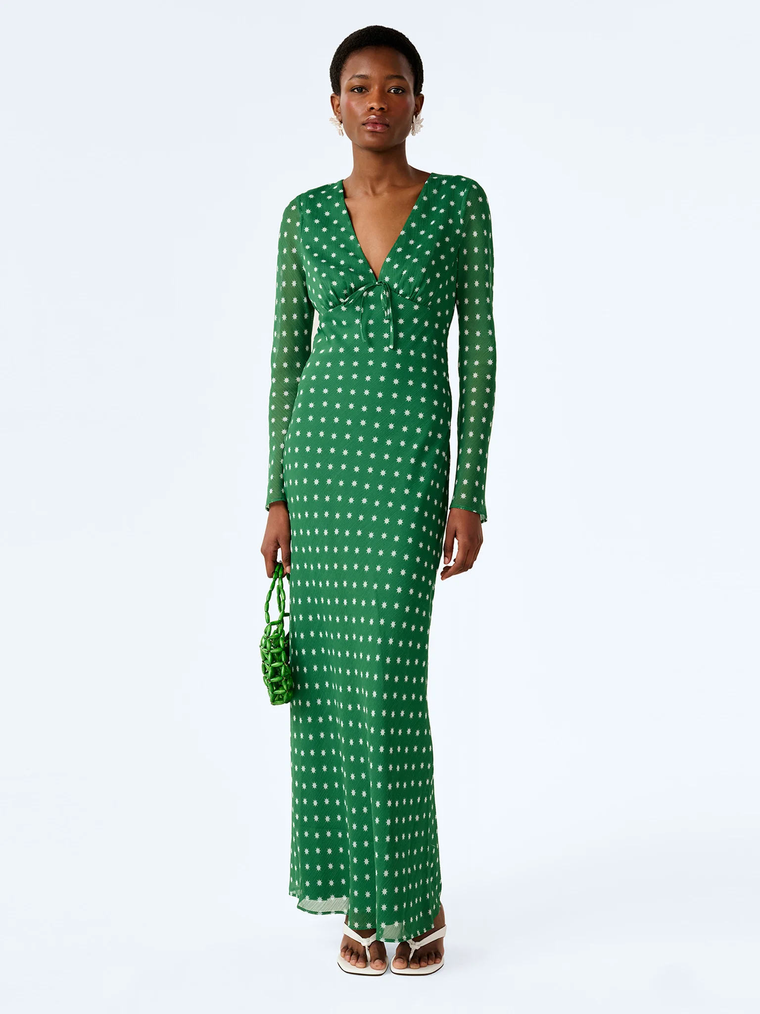 Marj Dress in Green Starburst Print