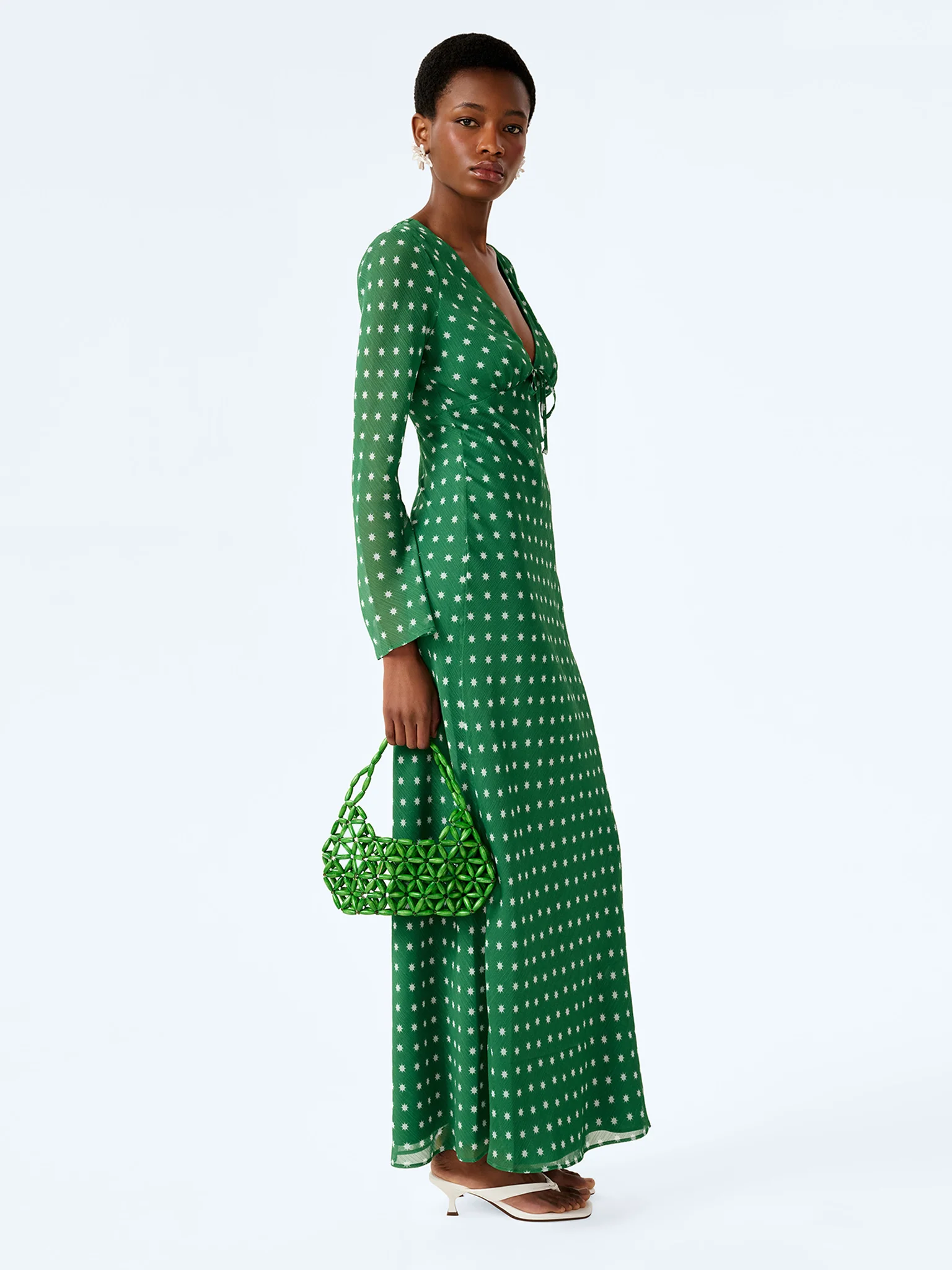 Marj Dress in Green Starburst Print - Image 3