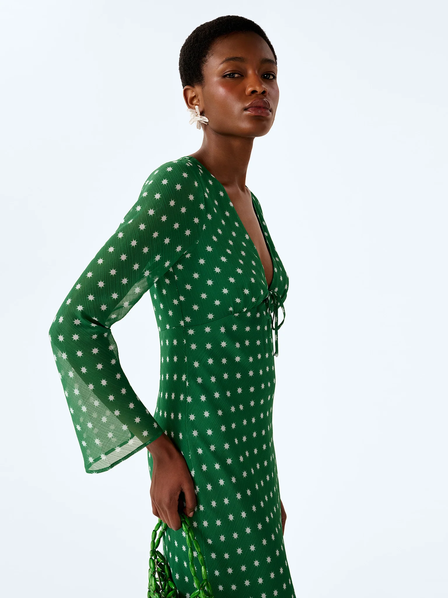 Marj Dress in Green Starburst Print - Image 4