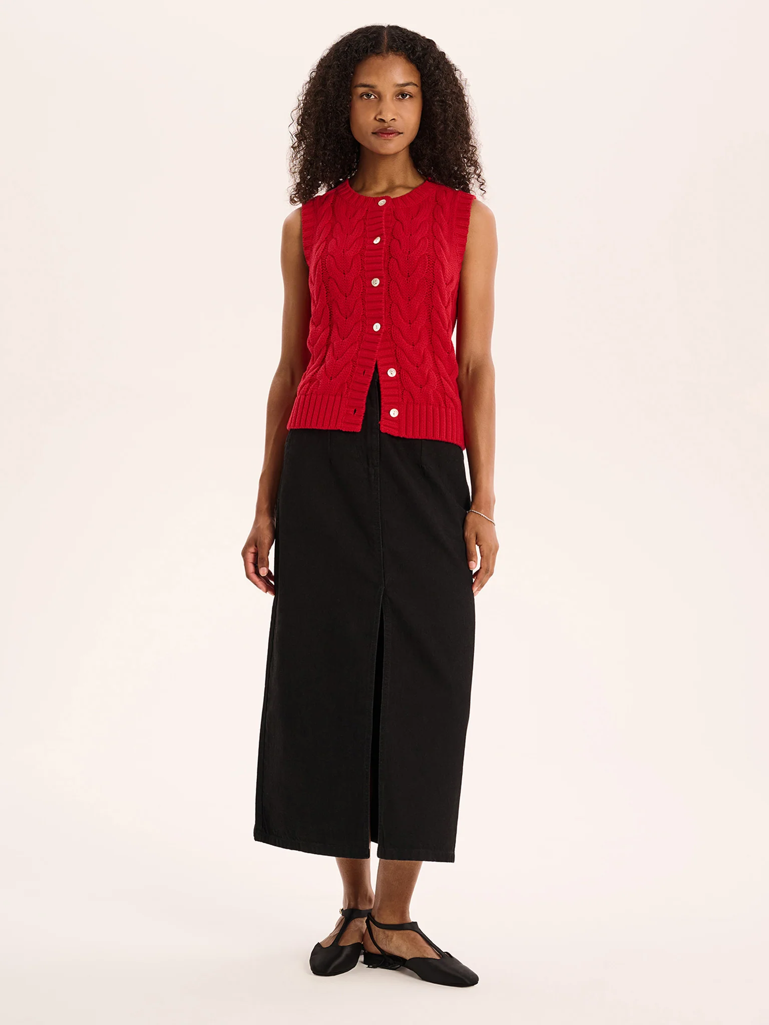 Olive Denim Skirt in Black