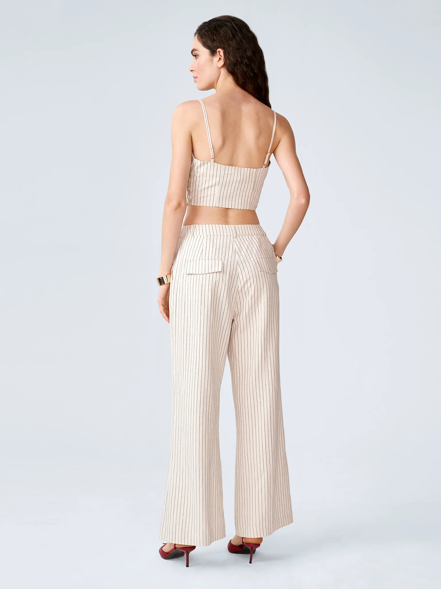 Pearl Trouser in Cream and Black Stripe - Image 4