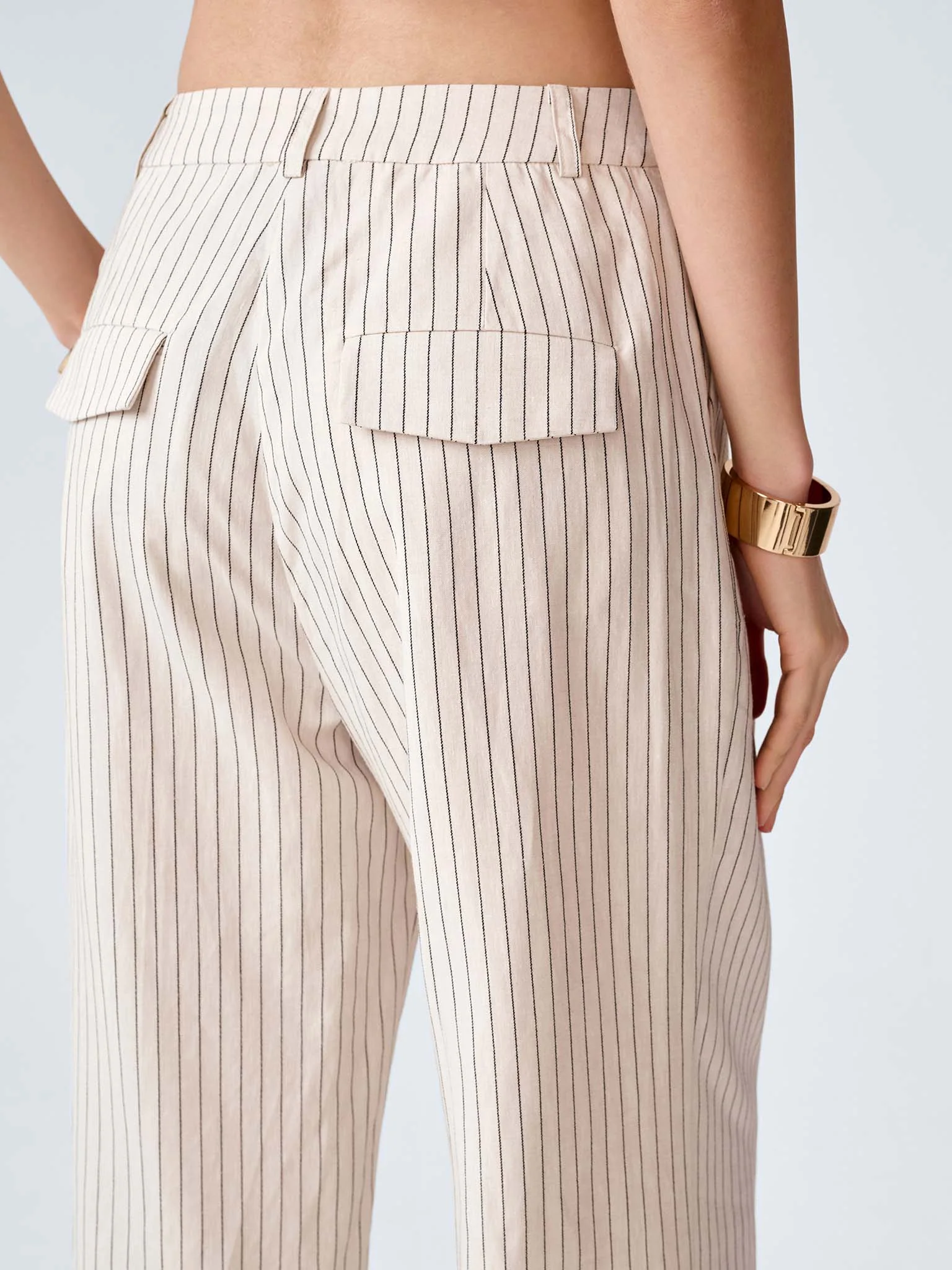 Pearl Trouser in Cream and Black Stripe - Image 5