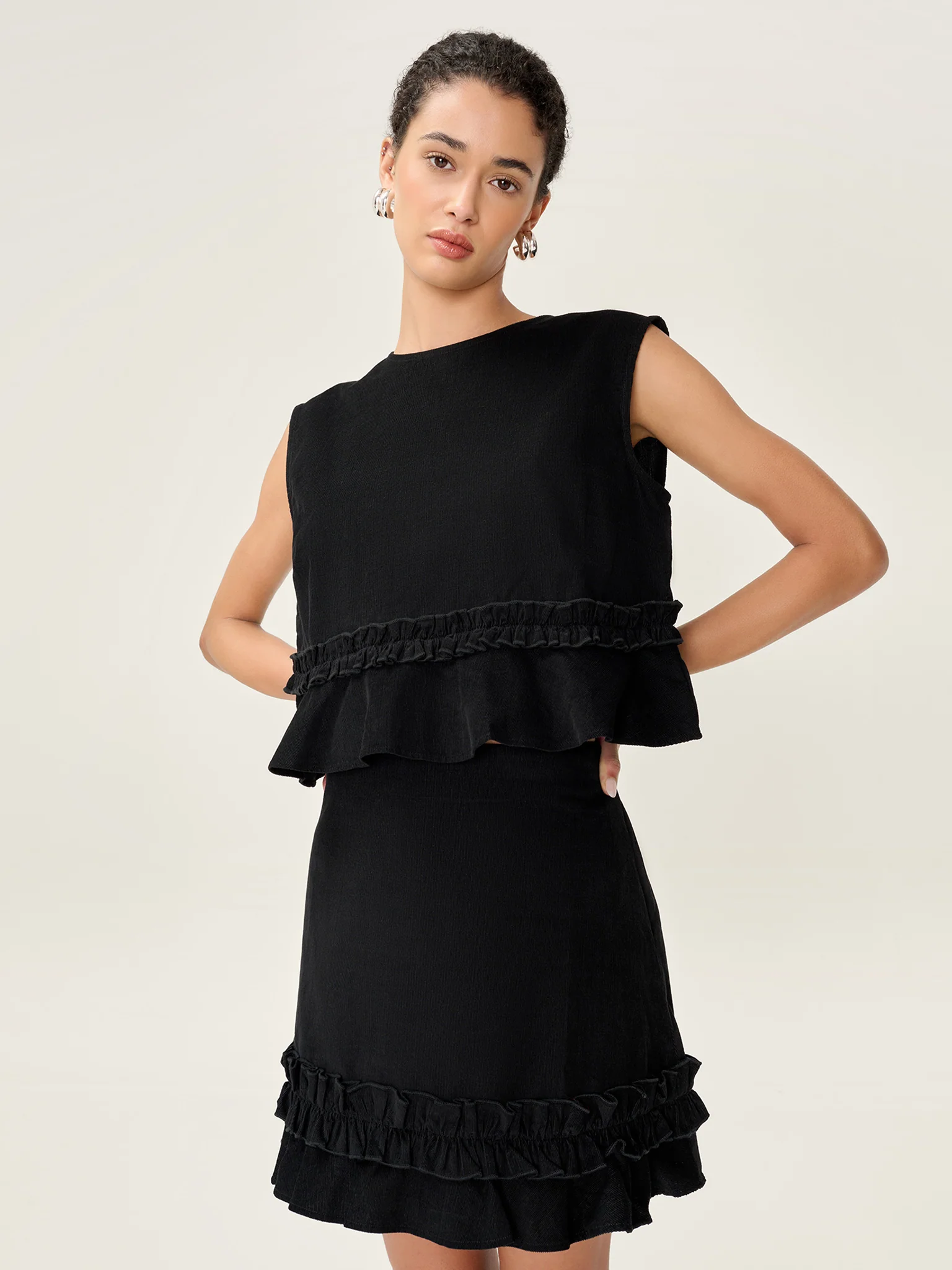 Prudie Cord Skirt in Black - Image 2