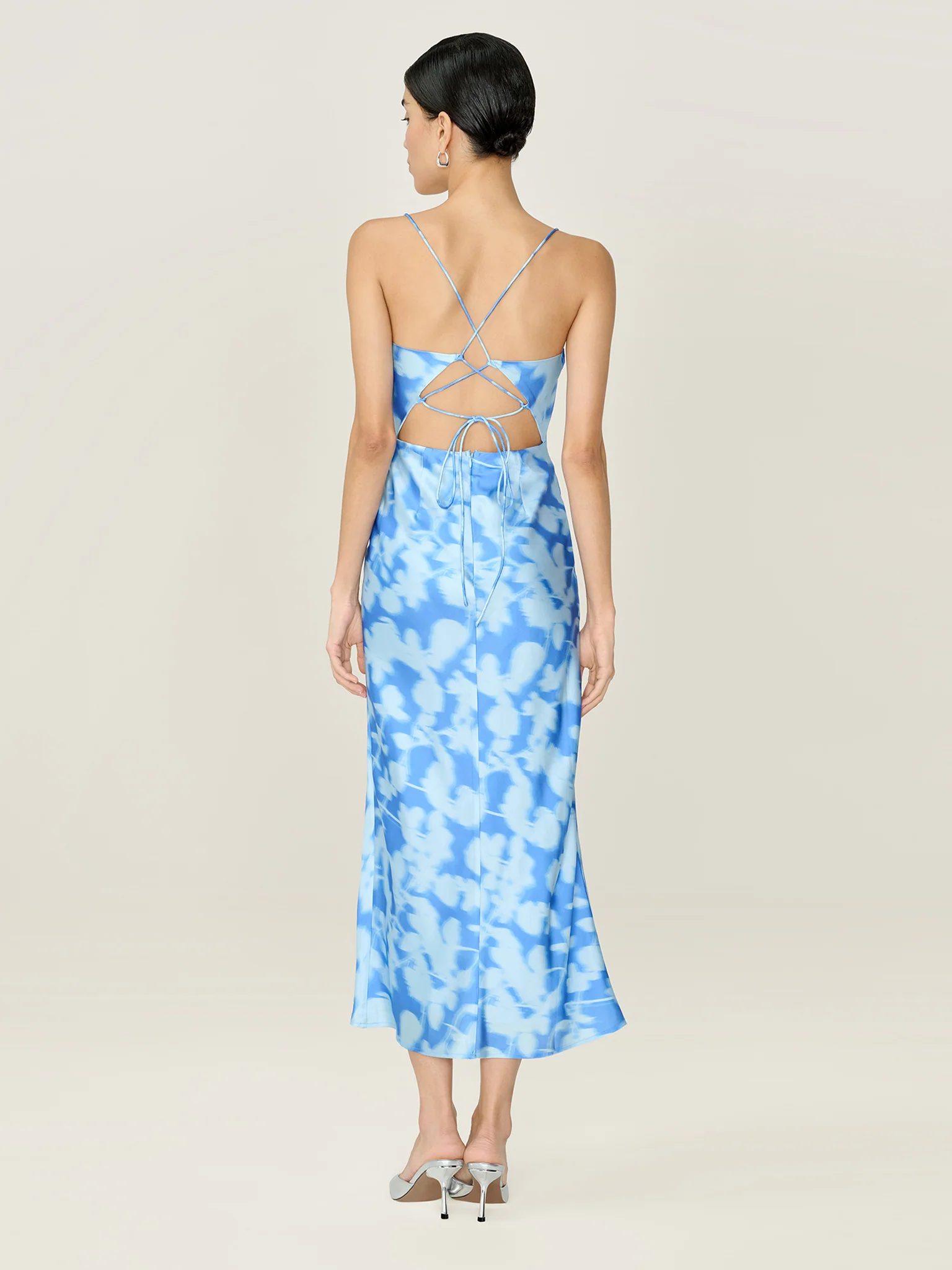 Riviera Dress in Blue Blurred Floral - Image 4