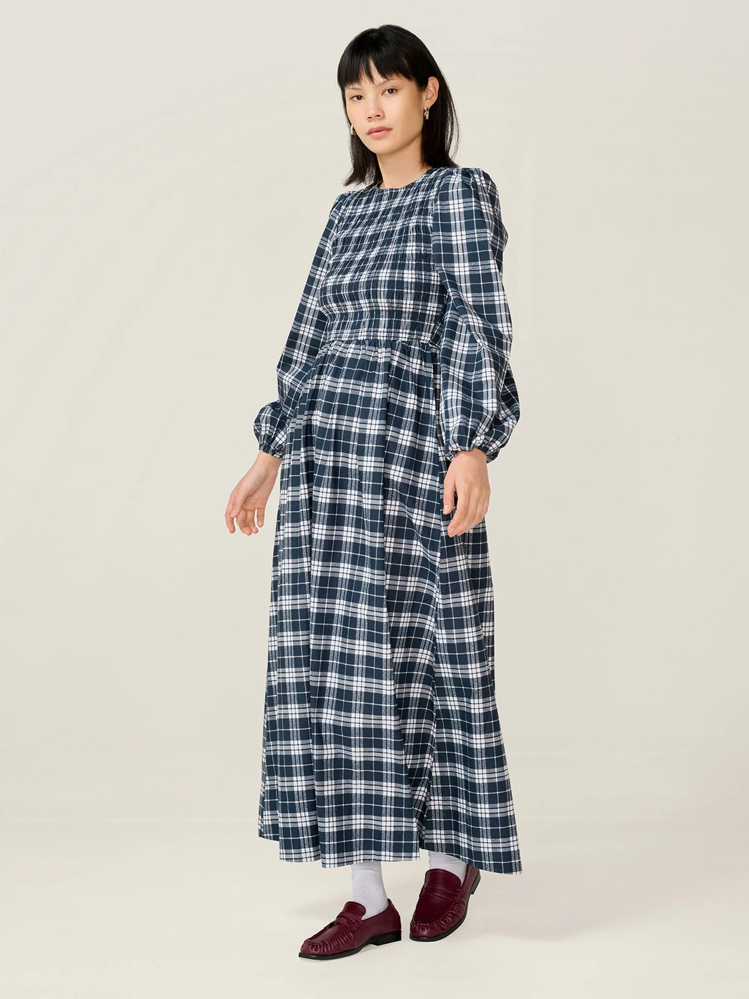Saint Dress in Navy Check - Image 2