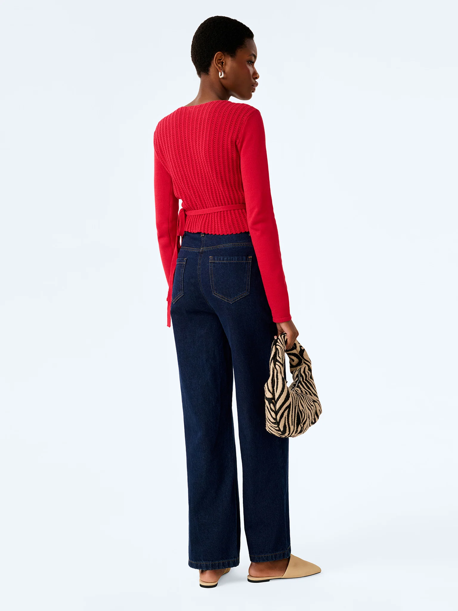 Soleil Knitted Wrap Top in Red - Image 5