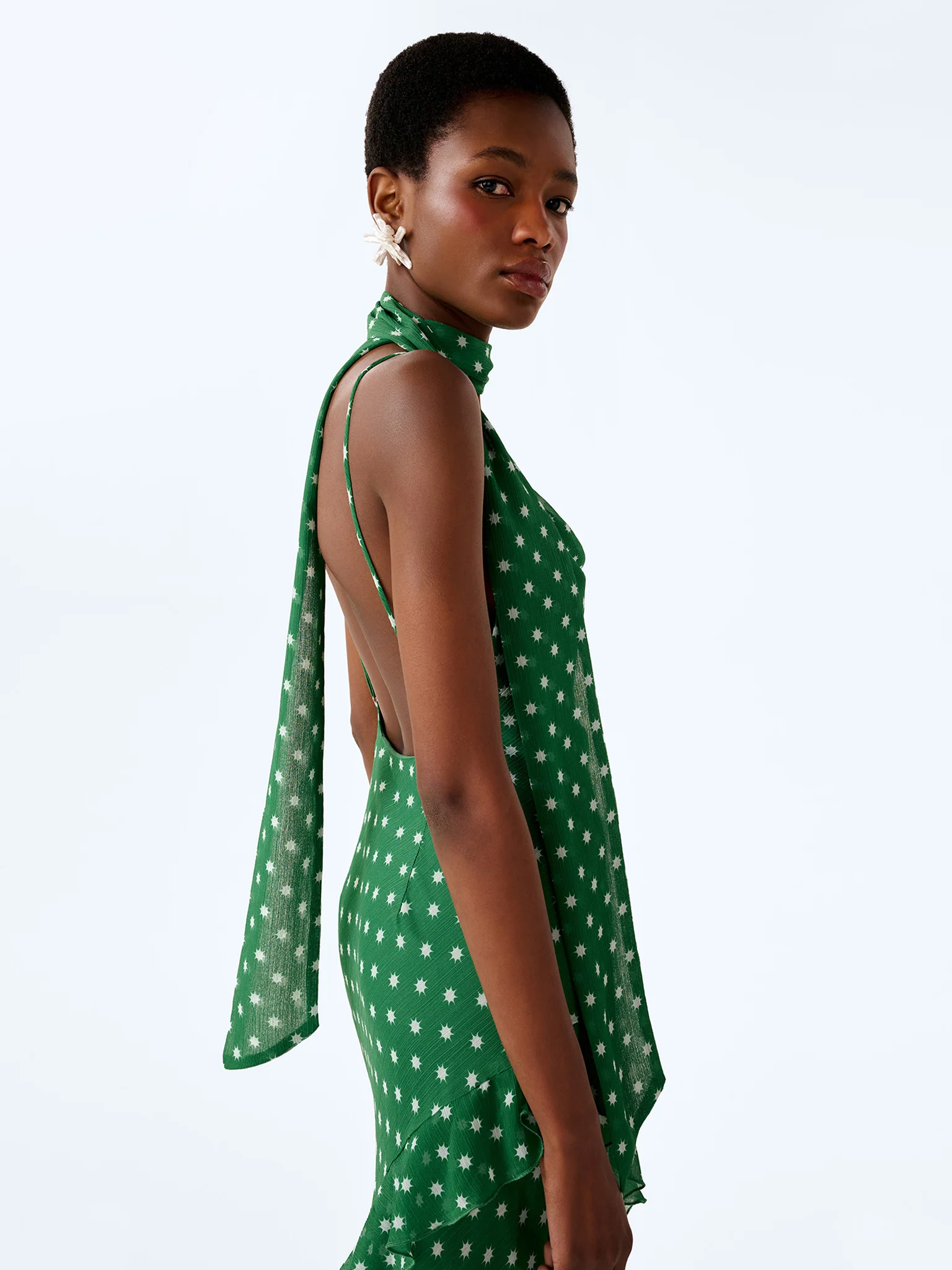 Taylor Dress in Green Starburst Print - Image 3