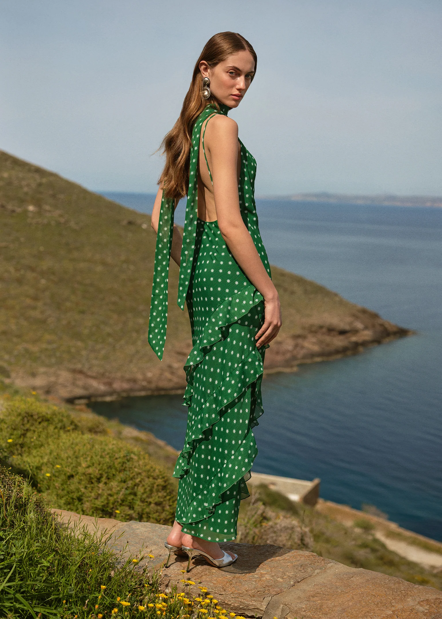 Taylor Dress in Green Starburst Print - Image 6